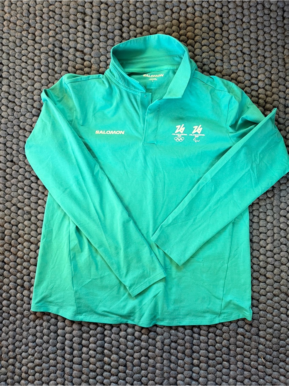 Women’s Medium Salomon Long-Sleeve Polo - Teal - Milano Cortina Olympics 26